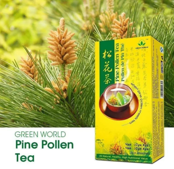 Green world pine pollen tea