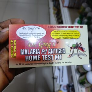 Dr Greg's Malaria Pf Antigen Home Test Kit.